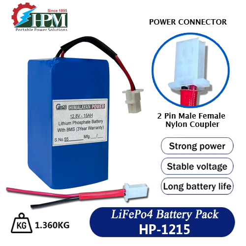 15AH-12.8V, Lithium Phosphate Battery(3.2V-4S), Inbuilt BMS